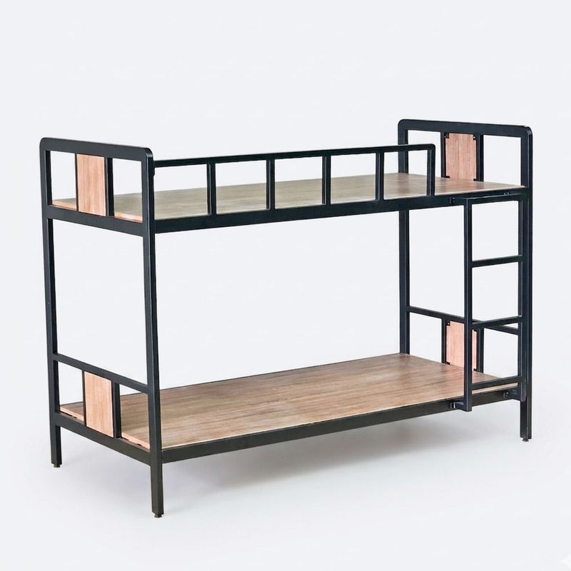 Giường tầng gỗ Plywood khung sắt