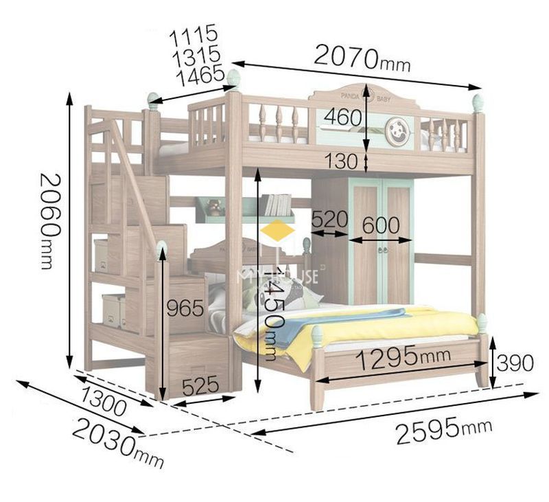 Kích thước giường tầng phổ biến cho người lớn