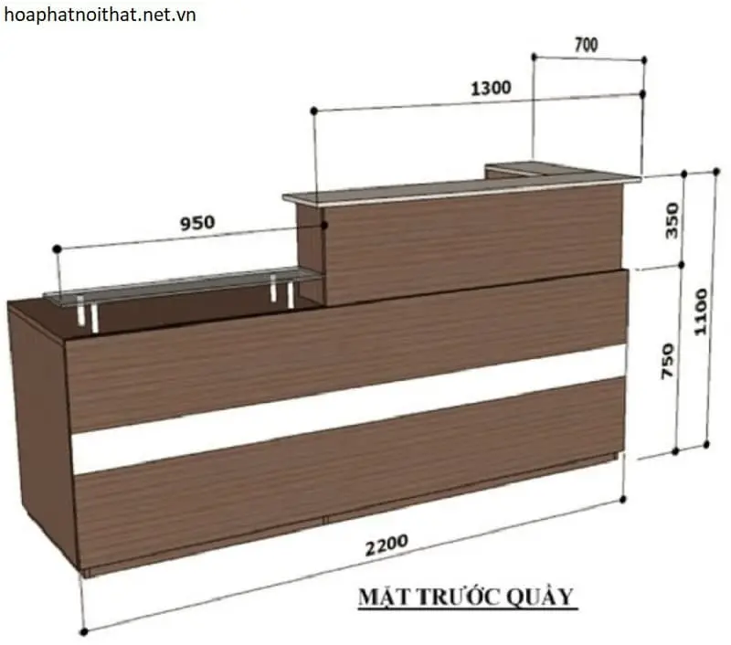 Quầy lễ tân chữ L góc