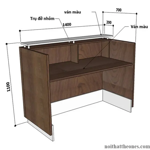 Kích thước quầy lễ tân đẹp phù hợp với mọi không gian