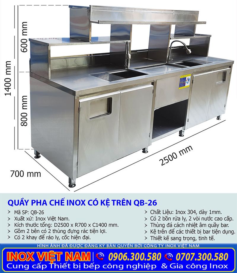 Kích thước quầy pha chế