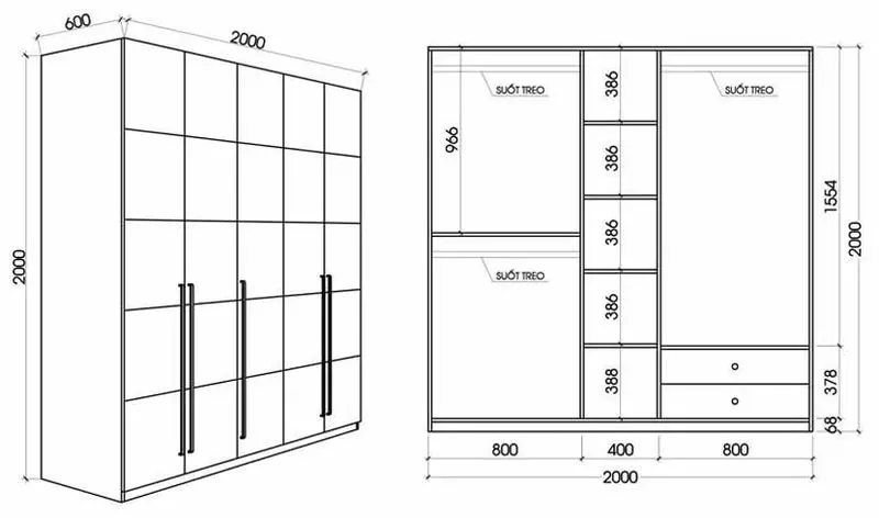 Kích thước tủ quần áo mini