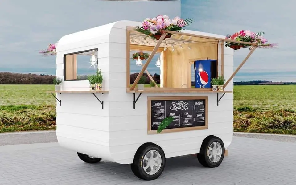 Quay kiot bán trà sữa