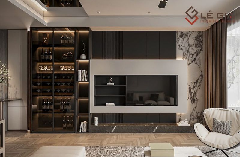 Thi Công Kệ Tivi Nhà Phố 11 Mẫu kệ tivi phòng khách hiện đại LG KTV257