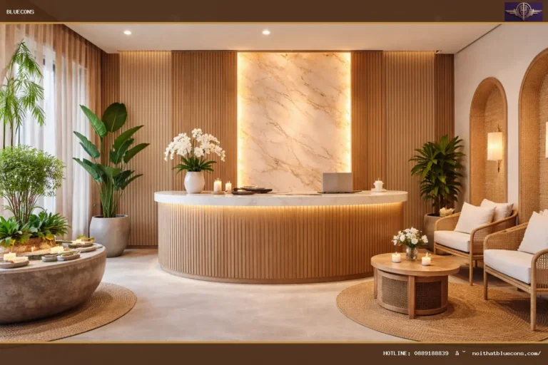 Mẫu quầy lễ tân spa – ảnh minh họa Bluecons