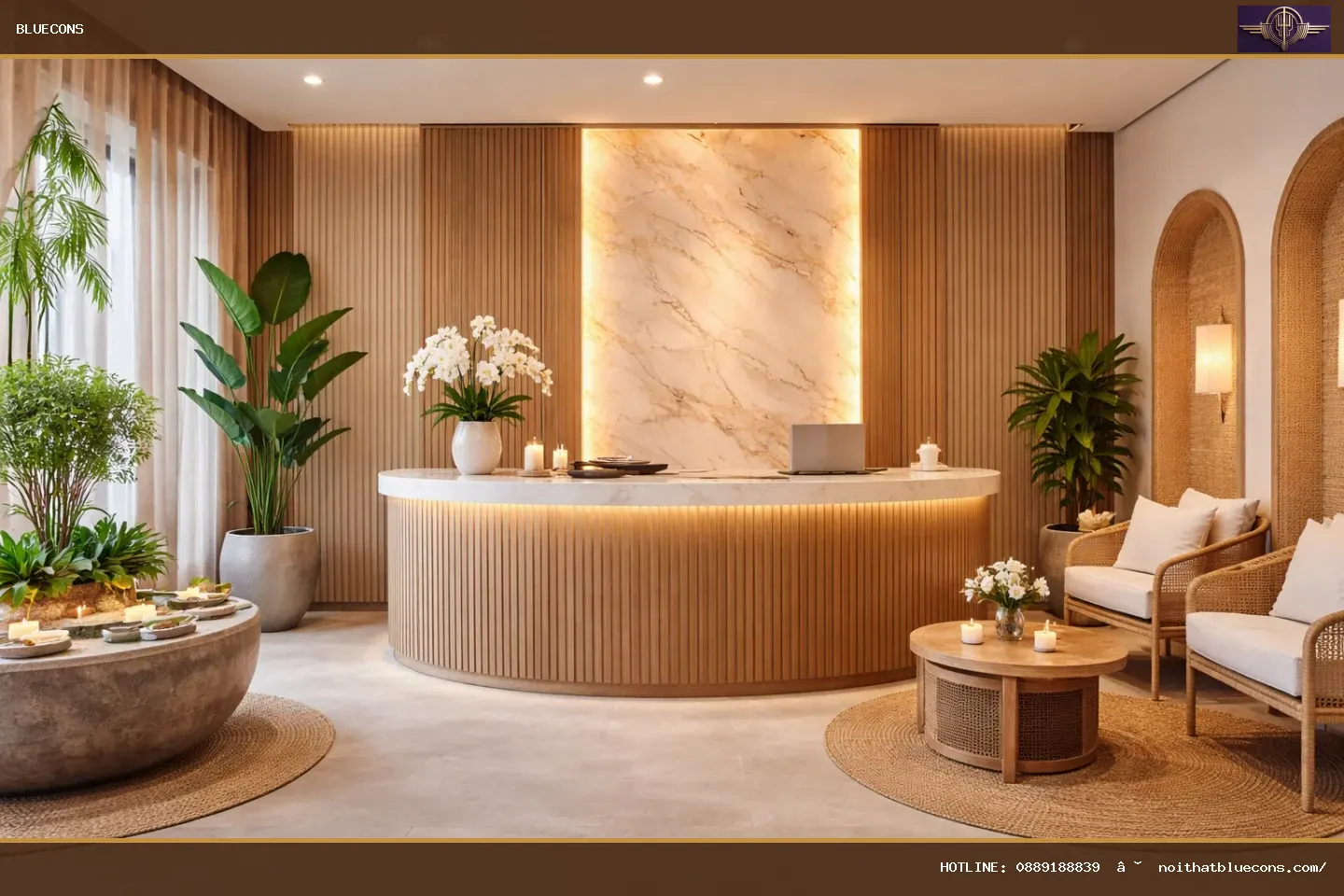 Mẫu quầy lễ tân spa – ảnh minh họa Bluecons