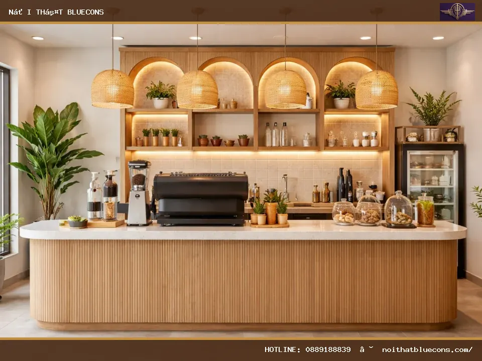Mẫu quầy thu ngân quán cafe đẹp – ảnh minh họa Bluecons