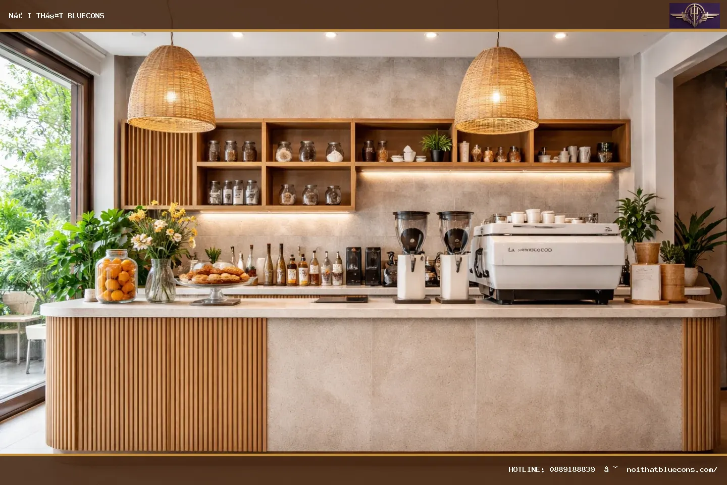 Mẫu quầy thu ngân quán cafe đẹp – ảnh minh họa Bluecons