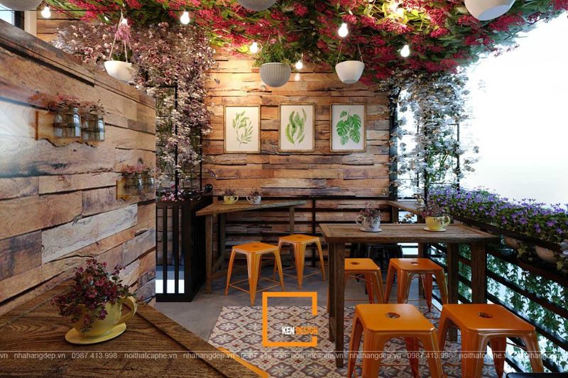 Thi Công Quán Cafe Đẹp Giá Rẻ 7 Vườn cafe nhỏ xinh, thoáng đãng