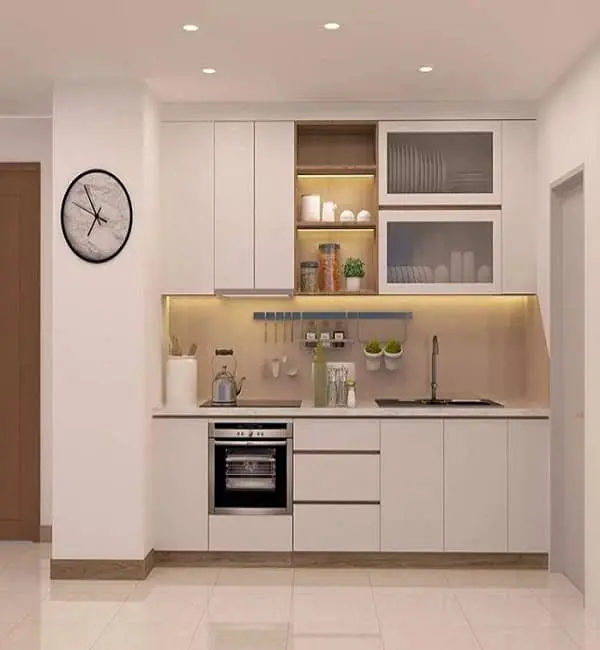 Mẫu tủ bếp dài 2m 8 Mẫu tủ bếp dài 2m bằng chất liệu acrylic