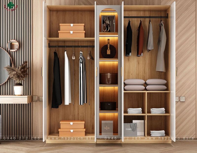 Mẫu tủ quần áo đẹp hiện đại xu hướng 2024