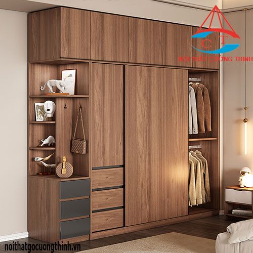 Mẫu tủ quần áo hiện đại, căn lùa và cửa mở