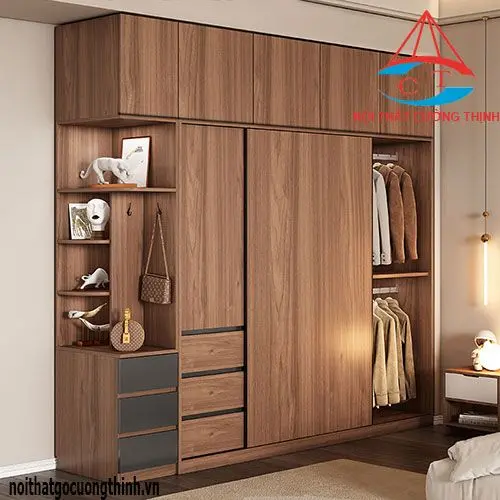 Mẫu tủ quần áo hiện đại, căn lùa và cửa mở