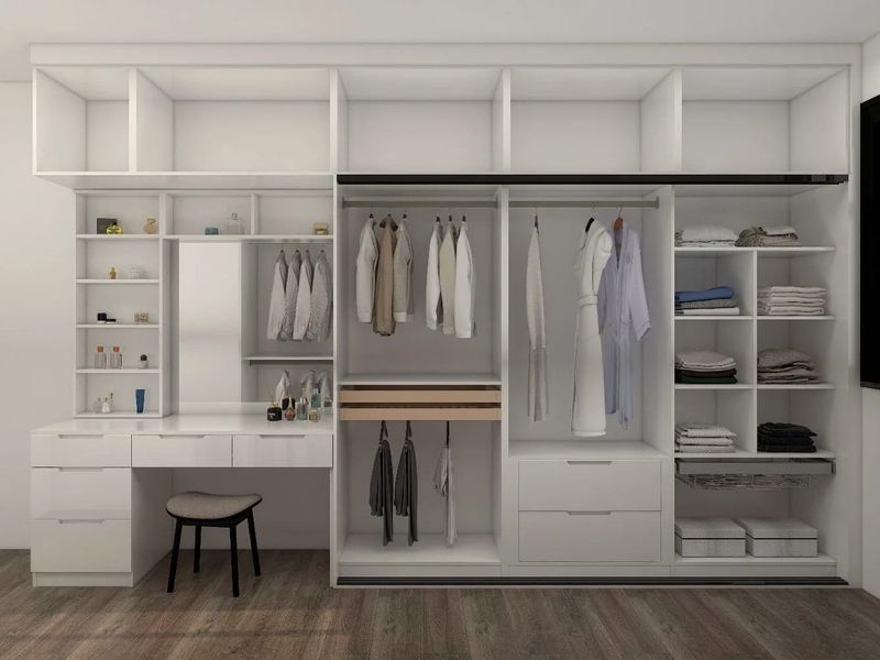 Tủ quần áo kết hợp bàn trang điểm kiểu chữ L