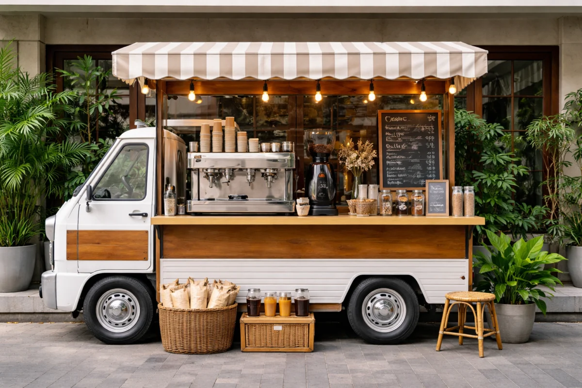 Mẫu xe cafe bán mang đi – ảnh minh họa Bluecons