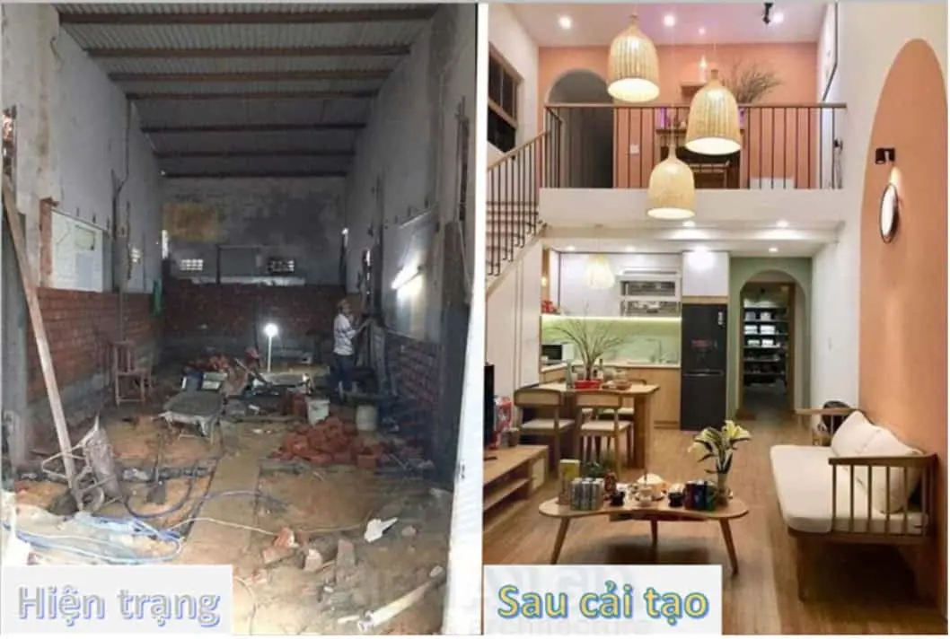 Hình ảnh trước và sau khi cải tạo nhà cũ
