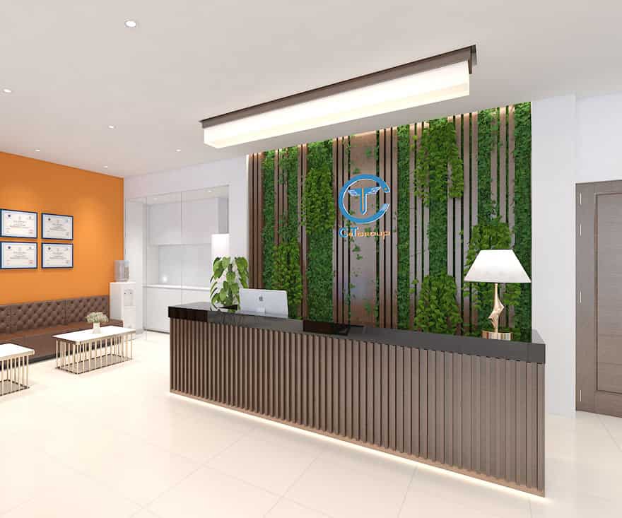 Quầy lễ tân với đèn LED