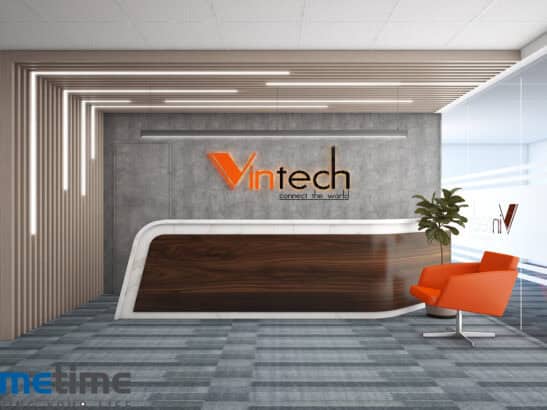 Quầy lễ tân với trang trí nghệ thuật