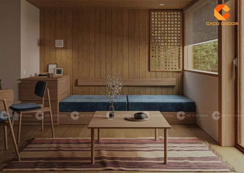 Phong cách nội thất Japandi gỗ công nghiệp