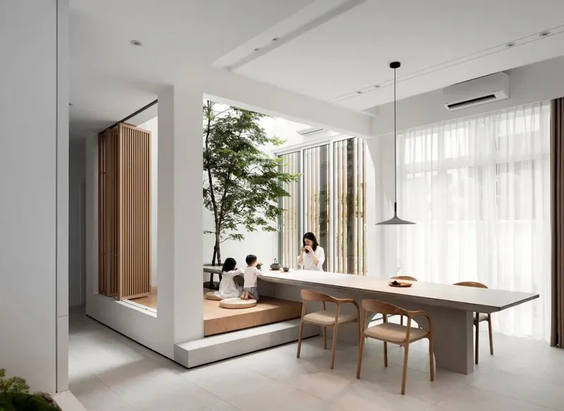Thi Công Nội Thất Nhà Phố Phong Cách Nhật 5 Phong cách tối giản Nhật Bản có gam màu tươi sáng, thoáng đãng