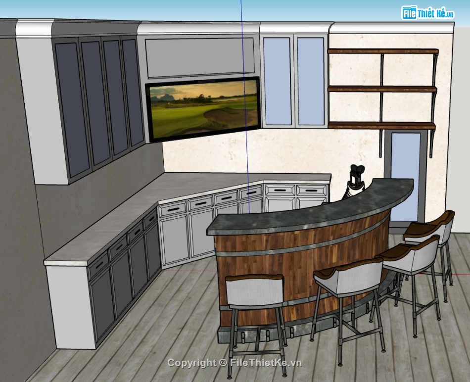 quay-bar-bep-sketchup-laho-Lerx Quầy bar bếp sketchup