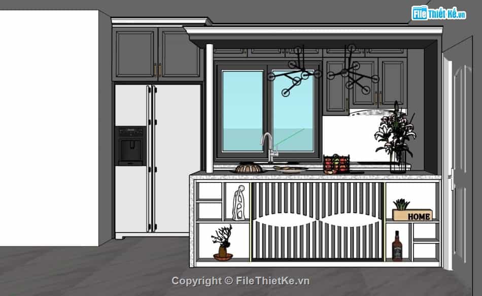 quay bar bep sketchup laho lWsC
