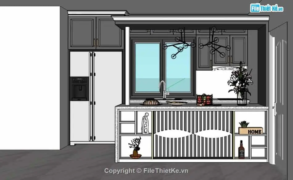 quay bar bep sketchup laho lWsC