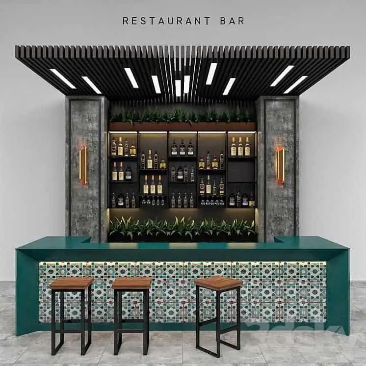 Mẫu quầy bar ốp đá granite xanh rêu
