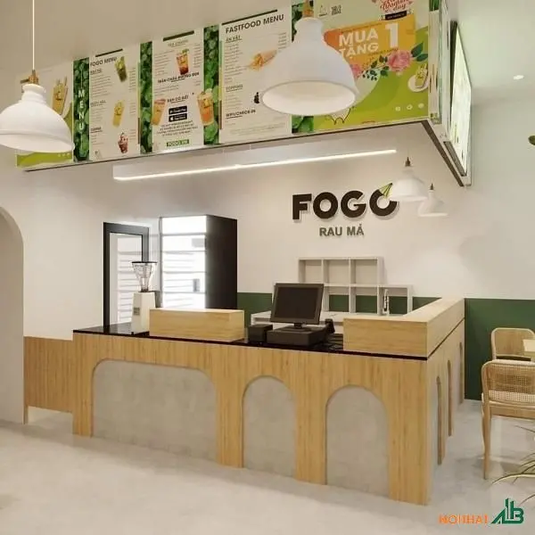 Quầy bar quán trà sữa đẹp, sang trọng