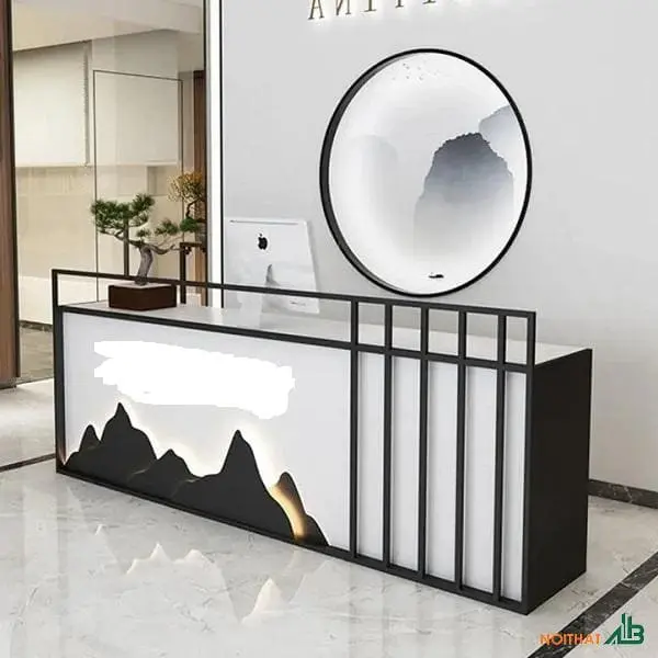 Quầy lễ tân 1m8 đen trắng