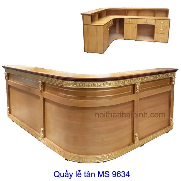 Quầy lễ tân bằng gỗ tự nhiên 3 Quầy lễ tân gỗ tự nhiên giá rẻ