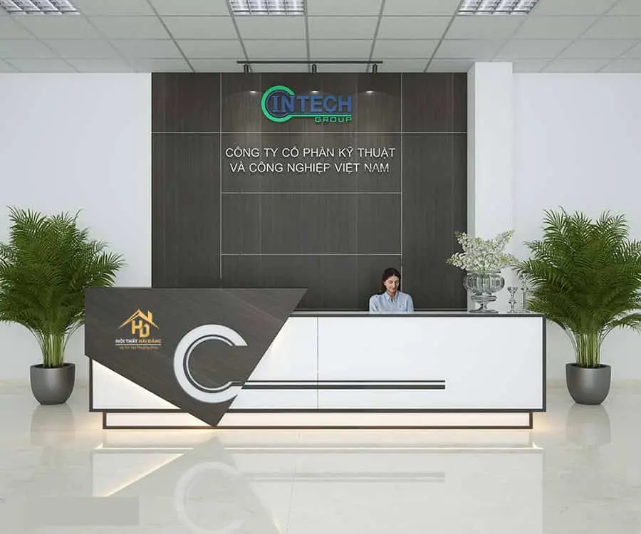 Quầy lễ tân gỗ công nghiệp đẹp