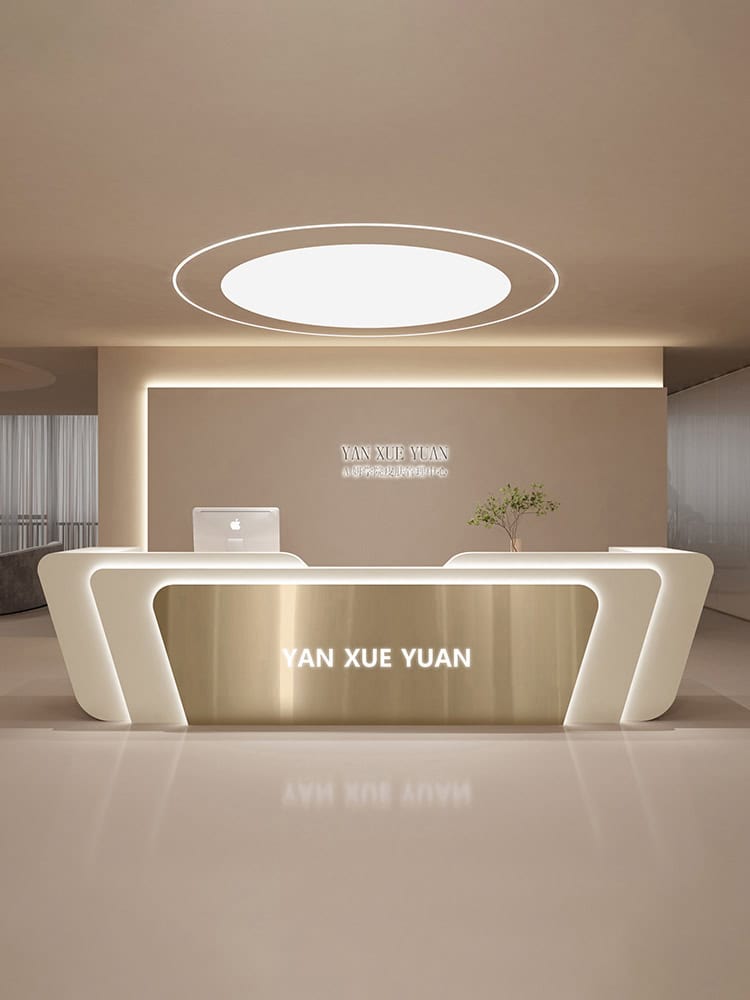 Quầy lễ tân inox thiết kế hiện đại