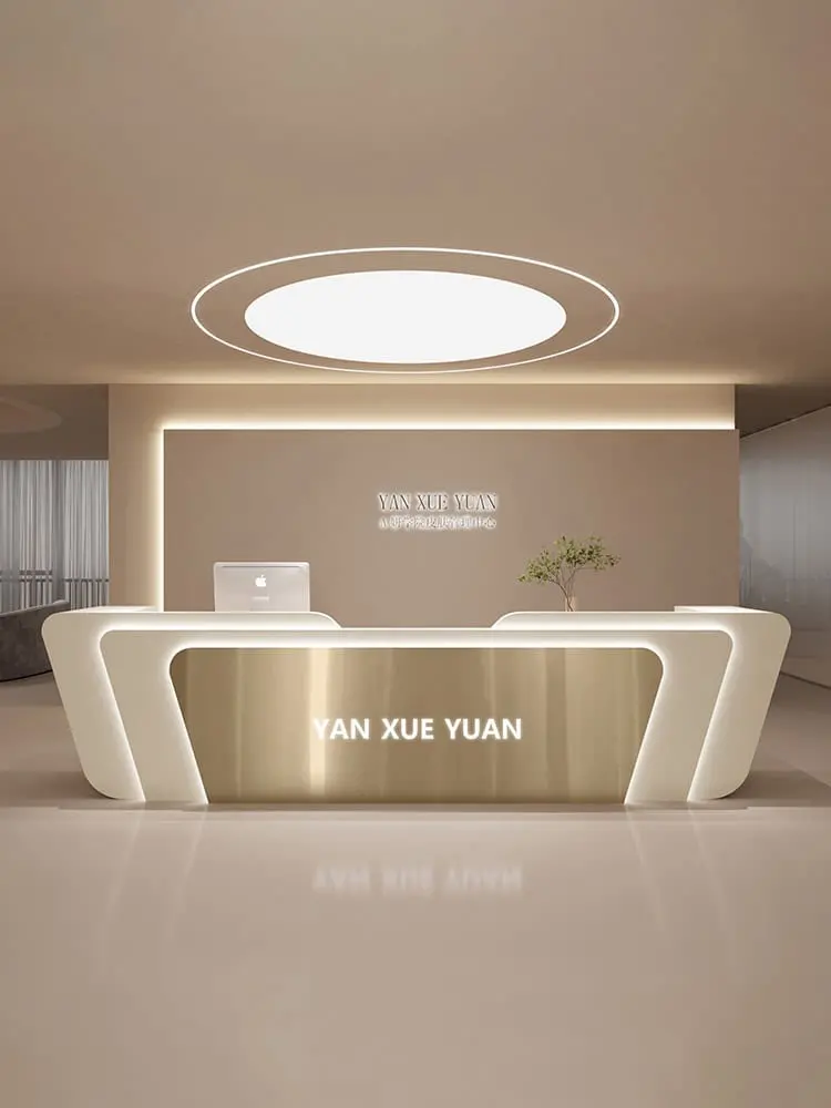 Quầy lễ tân inox thiết kế hiện đại