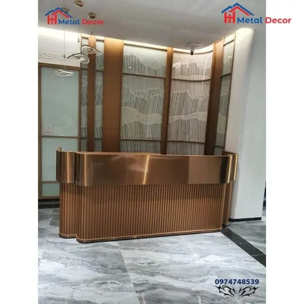 Quầy lễ tân inox mạ vàng đồng