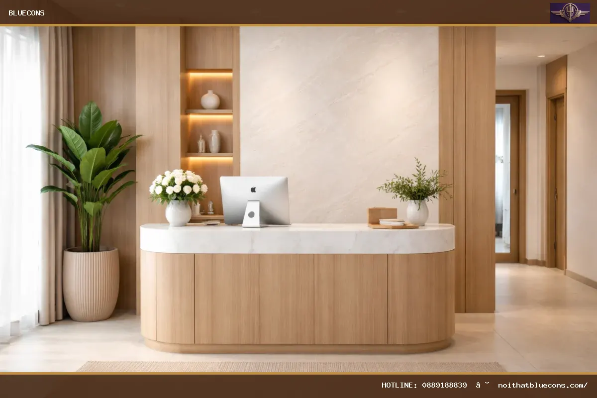 Quầy lễ tân nhỏ gọn – ảnh minh họa Bluecons