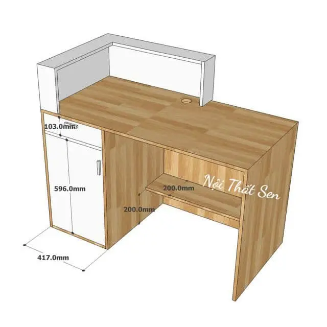 Quầy lễ tân 1m2 nhỏ gọn có hộc kéo