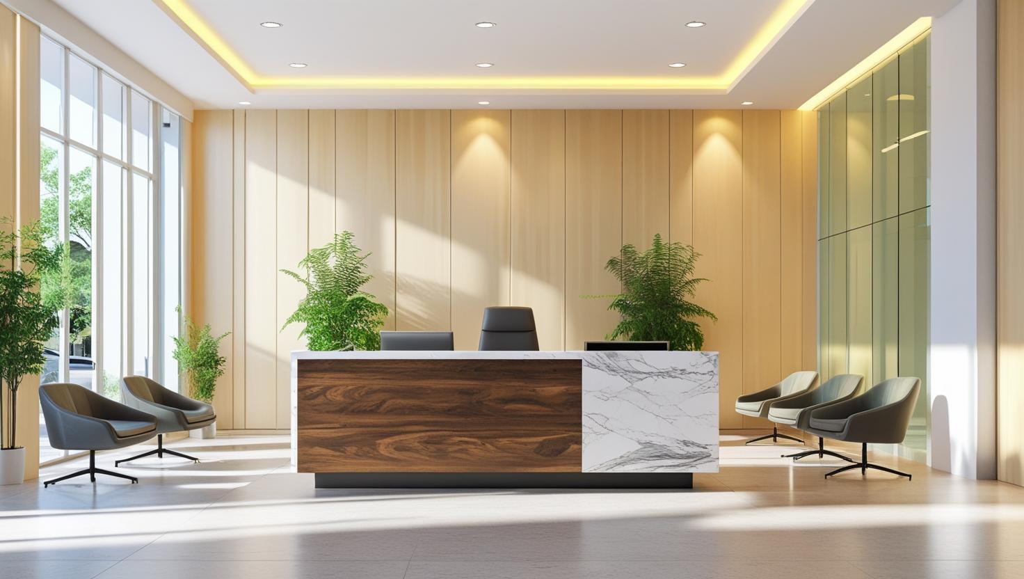 quầy lễ tân văn phòng 3