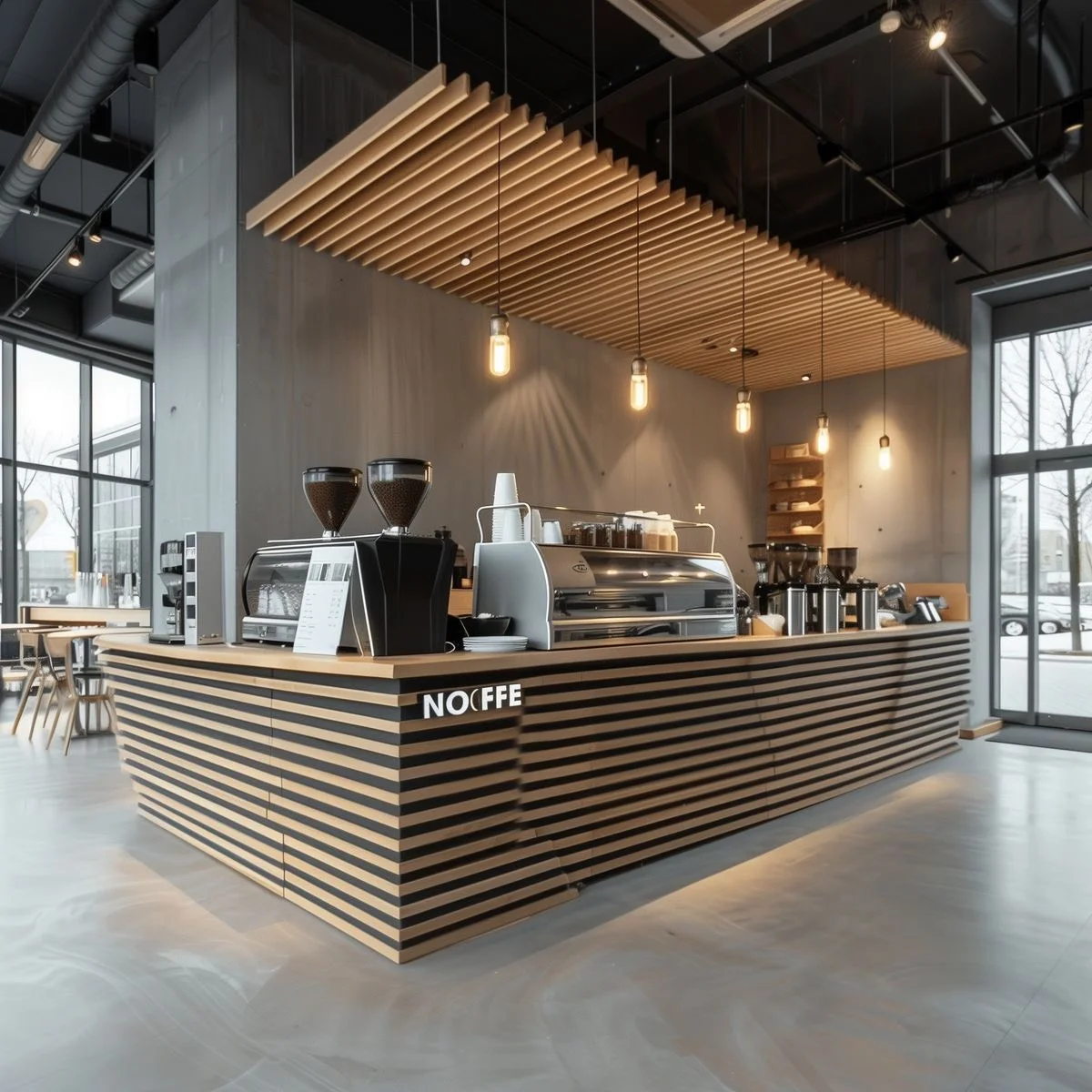 Mẫu quầy bar chữ U với đèn LED trang trí