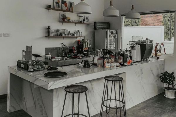 Quầy Pha Chế Cafe Tiện Nghi 13 Quầy pha chế mở, thân thiện