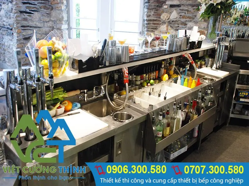 Quầy pha chế trà sữa inox