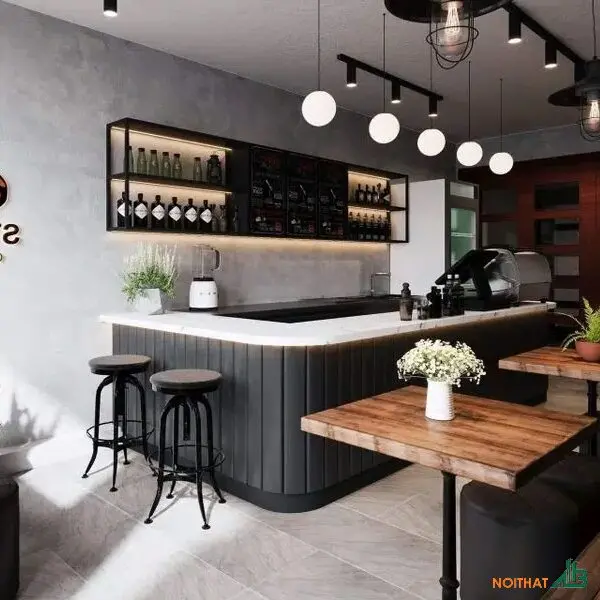 Quầy pha chế chu U làm nhựa
