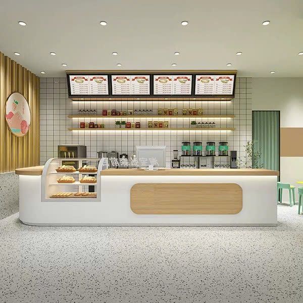 Quầy Pha Chế Cafe Có Kệ Trưng Bày 2 Quầy pha chế chữ L có kệ trưng bày