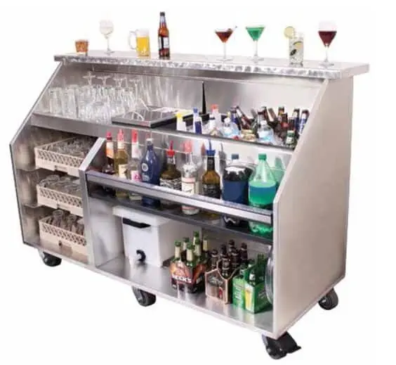 Mẫu quầy pha chế inox có bánh xe tiện dụng