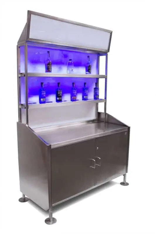 Mẫu quầy pha chế inox có kệ đẹp và tiện lợi