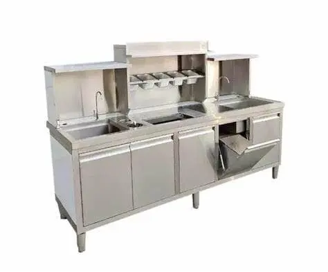 Quầy pha chế inox có kệ với bồn rửa đẹp