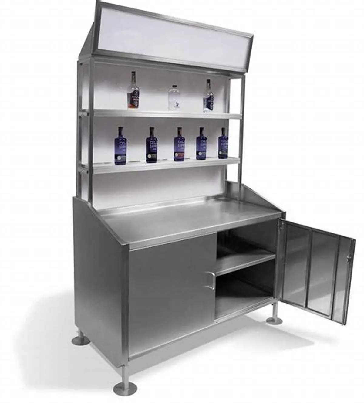 Quầy pha chế inox có kệ thiết kế theo tầng