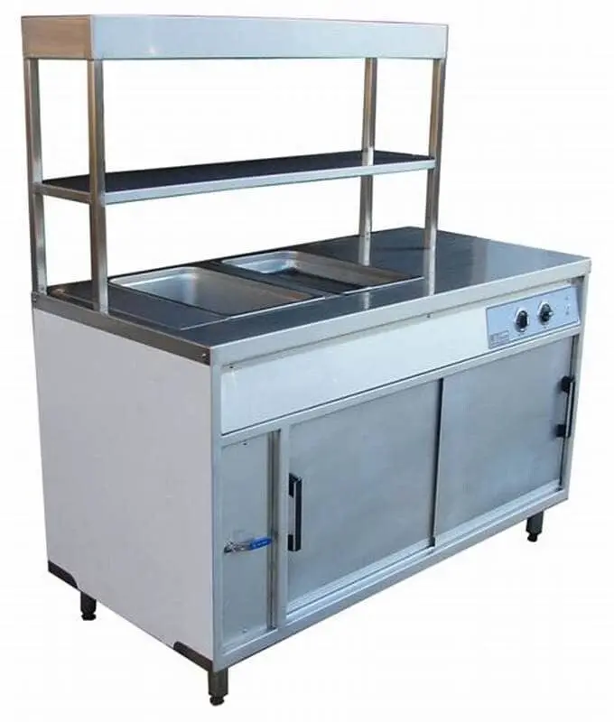 Quầy pha chế inox di động có kệ đựng dụng cụ