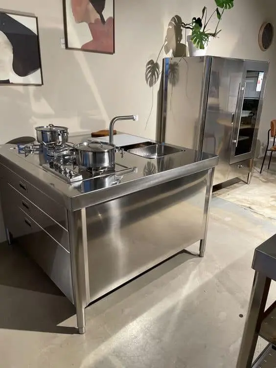Quầy pha chế inox di động đẹp có bồn rửa