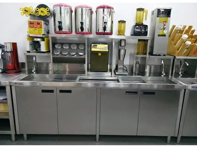 Mẫu quầy pha chế inox trà sữa thiết kế đa năng